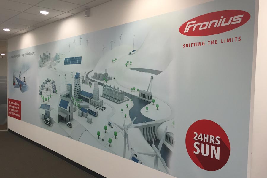 Fronius, Interior Signage, Hall Mural Right Angle